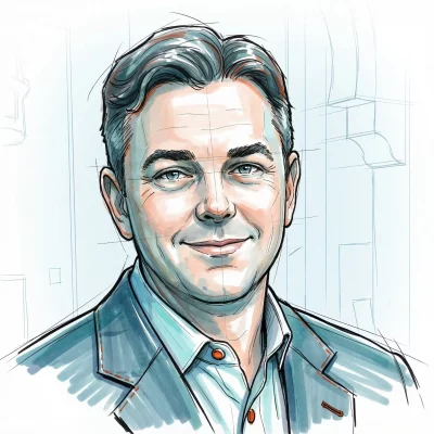 Sketch portrait of Andy Lewis, Scaleport CFO and Co-Founder.