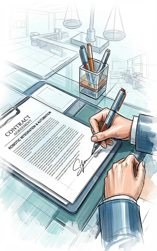 Contract agreement for robotic integration procurement.