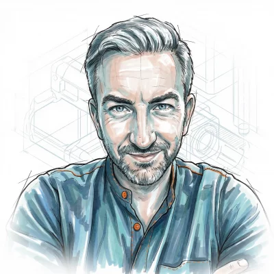 Illustration of Viktor Klein, CEO and Co-Founder at Scaleport, for the petrochemical industry.
